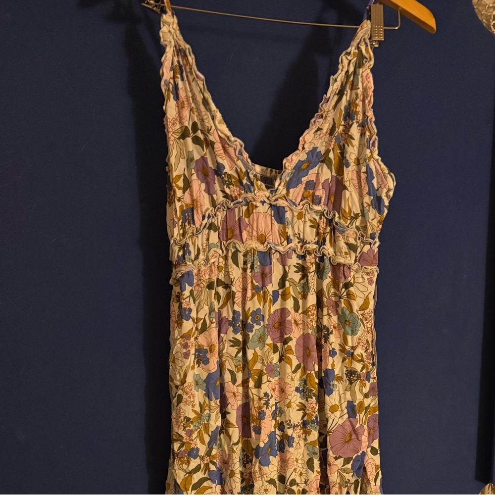 ARULA Floral Cream jumpsuit with Blue, Pink and Green Accents